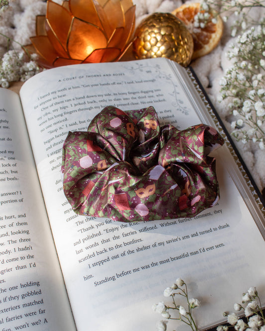 Meaggie Moos - Bookish Satin Scrunchie | A Court of Thorns and Roses - The Secret Garden Bookery