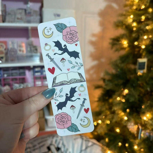 Awfullynerdy.co - Romantasy Symbols Dual-Sided Cardstock Bookmark - The Secret Garden Bookery