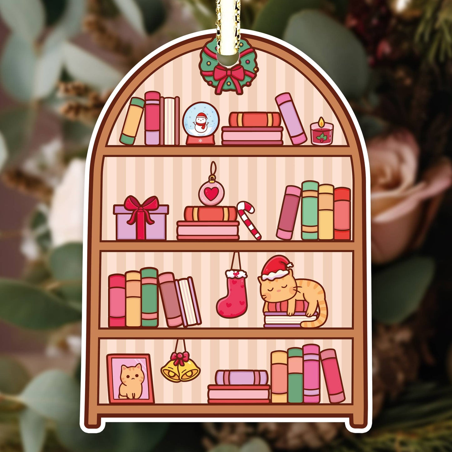 Cat Bookshelf Ornament, Bookish Gifts, Book Merch