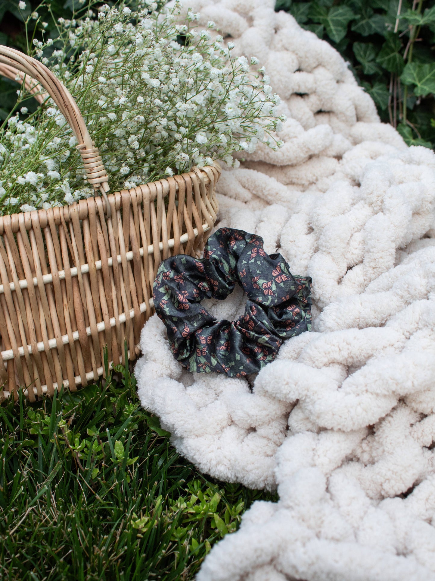 Meaggie Moos - Satin Scrunchie | Butterfly Garden - The Secret Garden Bookery