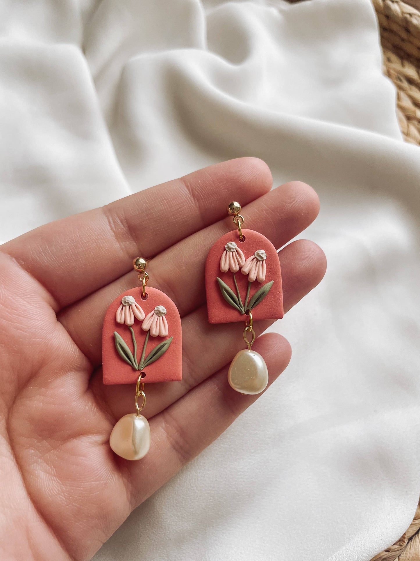 Placed by Grace - "Promenade" I Handmade Floral Clay Earrings - The Secret Garden Bookery