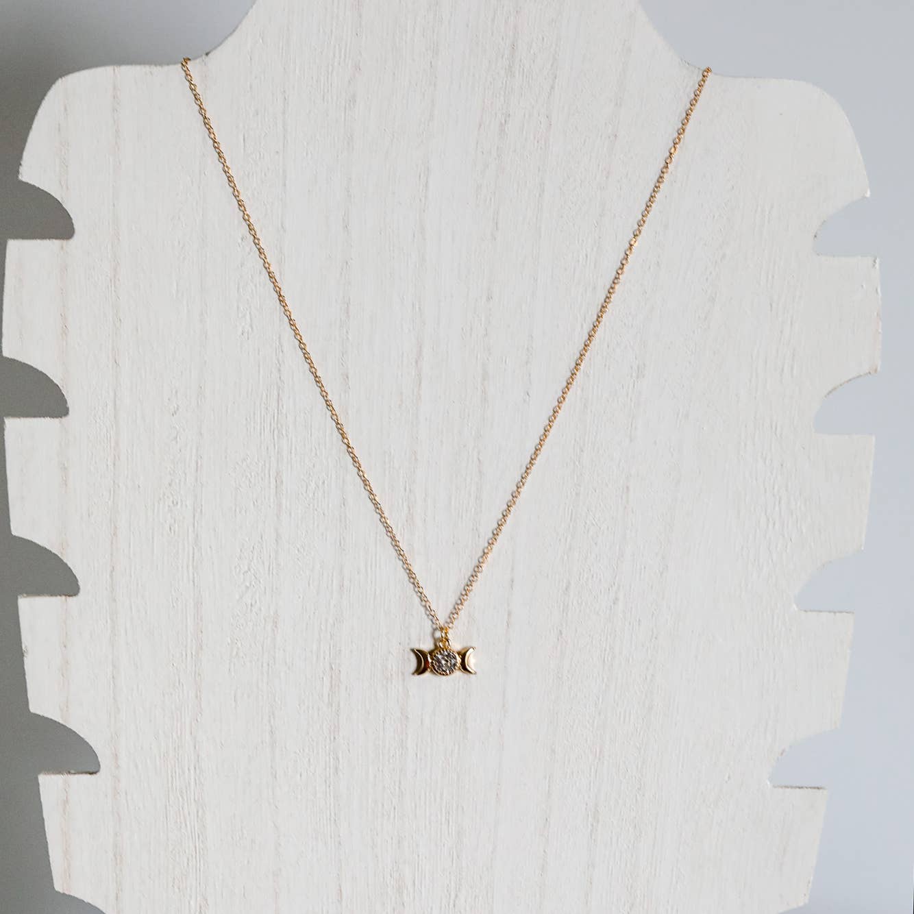 The Gilded Witch - Triple Goddess Moon Necklace: 14kt Gold Filled Chain - The Secret Garden Bookery