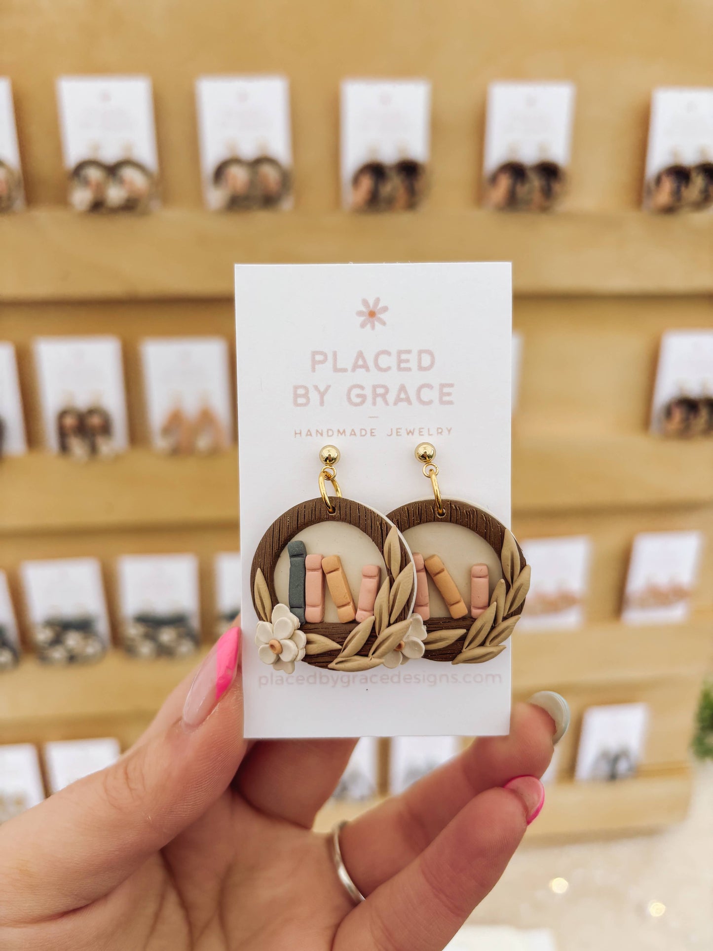Placed by Grace - Circle Bookshelf Earrings, book earrings, bookish