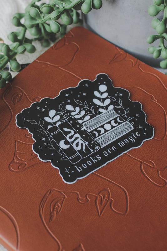 Meaggie Moos - Books Are Magic Vinyl Waterproof Sticker | Bookish Sticker - The Secret Garden Bookery
