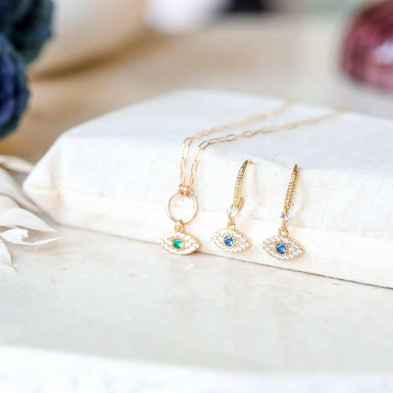 The Gilded Witch - All Eyes on You Necklace: Evil Eye Crystal Charm - The Secret Garden Bookery