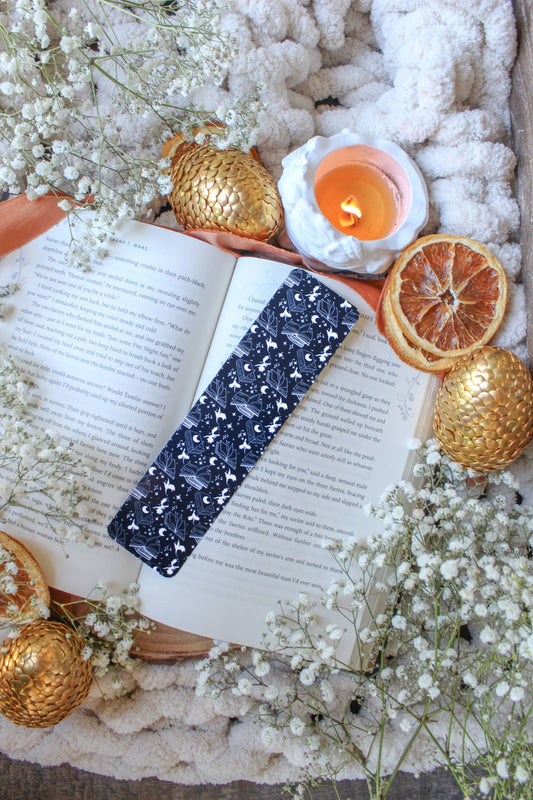 Meaggie Moos - Navy & White Book Dragon 2x8 Bookmark | Glossy - The Secret Garden Bookery