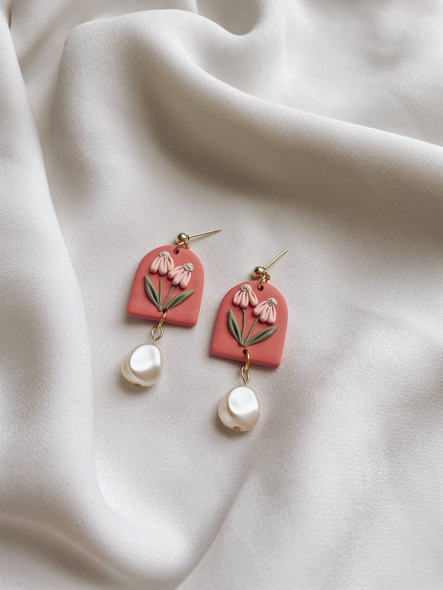 Placed by Grace - "Promenade" I Handmade Floral Clay Earrings - The Secret Garden Bookery