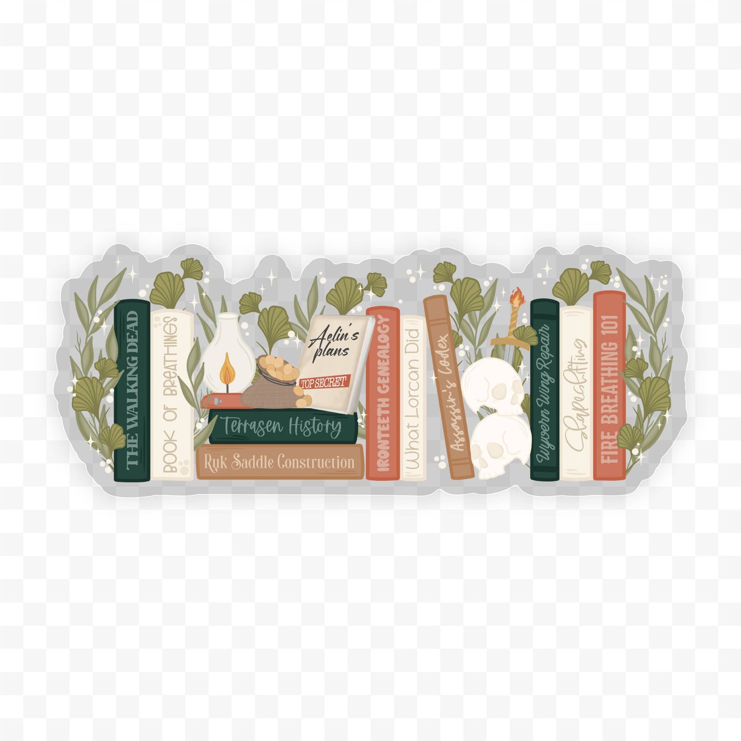 Meaggie Moos - Aelin's Bookshelf Waterproof Sticker - The Secret Garden Bookery