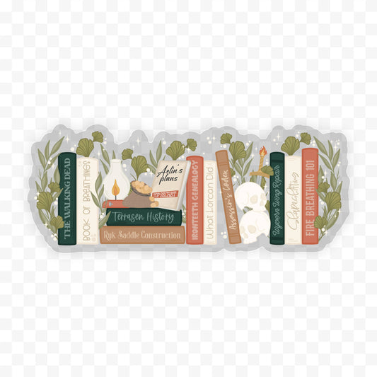 Meaggie Moos - Aelin's Bookshelf Waterproof Sticker - The Secret Garden Bookery