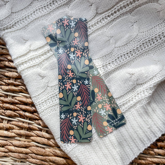 Meaggie Moos - Dark Florals Hand Drawn Bookmark 2x8 | Glossy - The Secret Garden Bookery