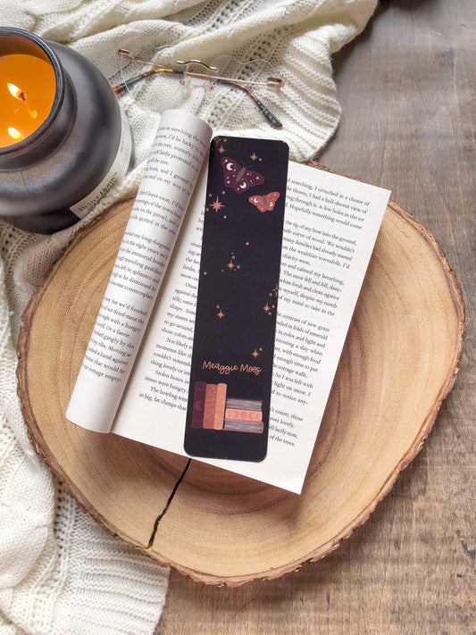 Meaggie Moos - Burgundy Books 2x8 Bookmark | Glossy - The Secret Garden Bookery