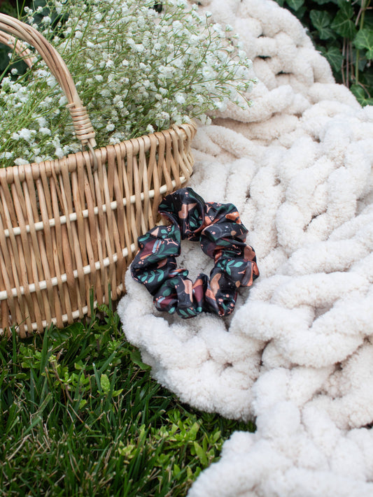 Meaggie Moos - Bookish Satin Scrunchie | Burgundy Books - The Secret Garden Bookery