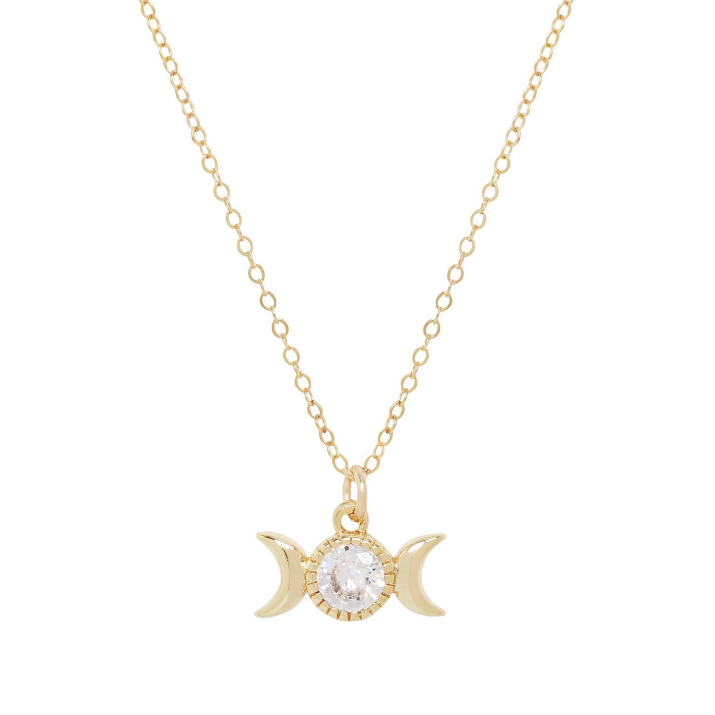 The Gilded Witch - Triple Goddess Moon Necklace: 14kt Gold Filled Chain - The Secret Garden Bookery