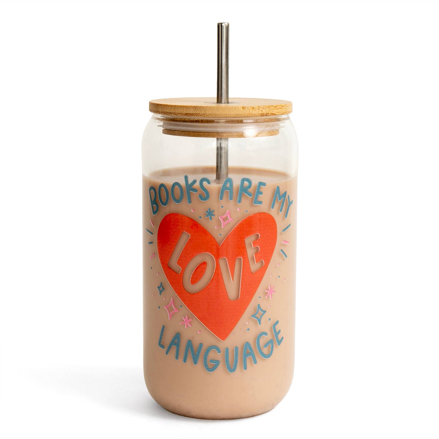 Pippi Post - Books Are My Love Language Glass Can - The Secret Garden Bookery