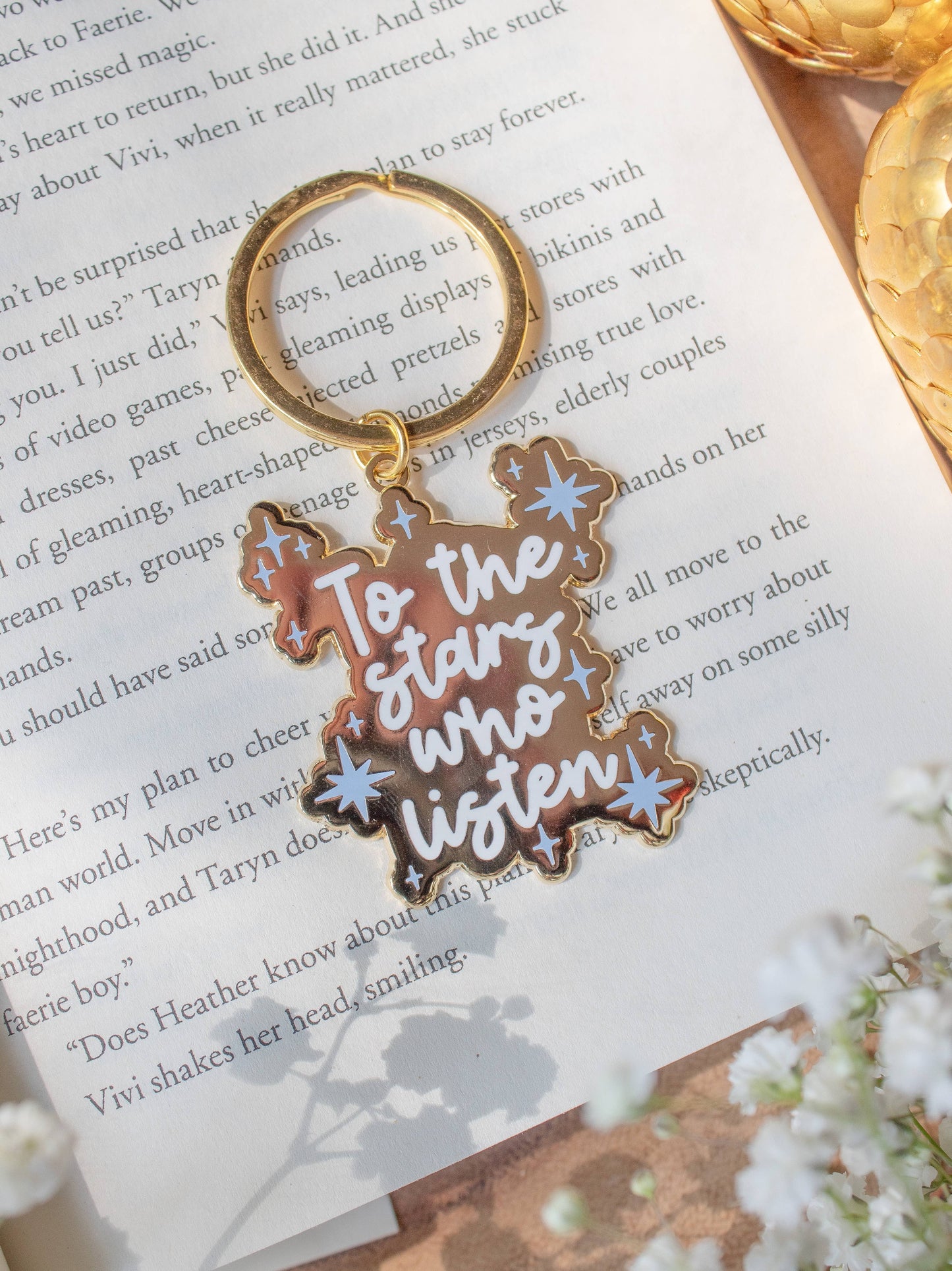 Meaggie Moos - To the Stars Who Listen Hard Enamel Keychain | ACOTAR - The Secret Garden Bookery