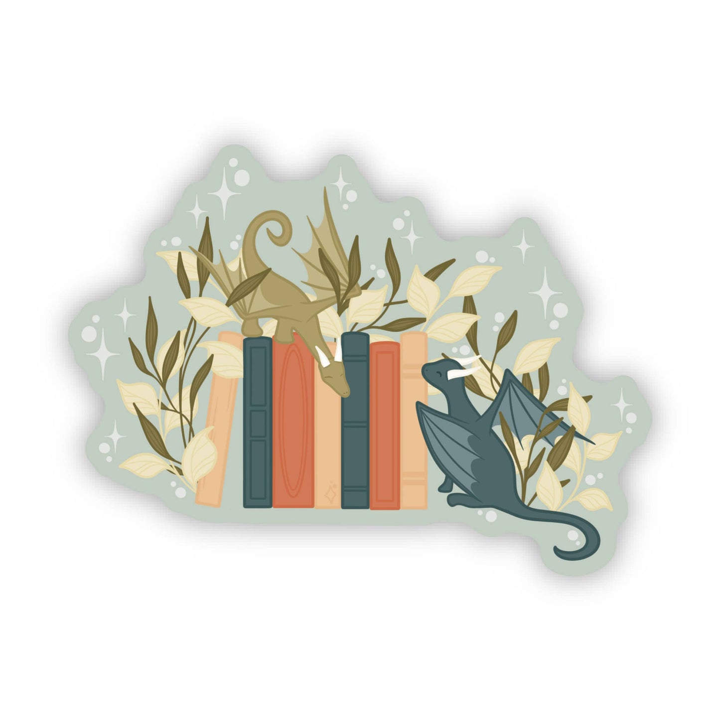 Meaggie Moos - Book Dragon Bookshelf Waterproof Vinyl Sticker - The Secret Garden Bookery