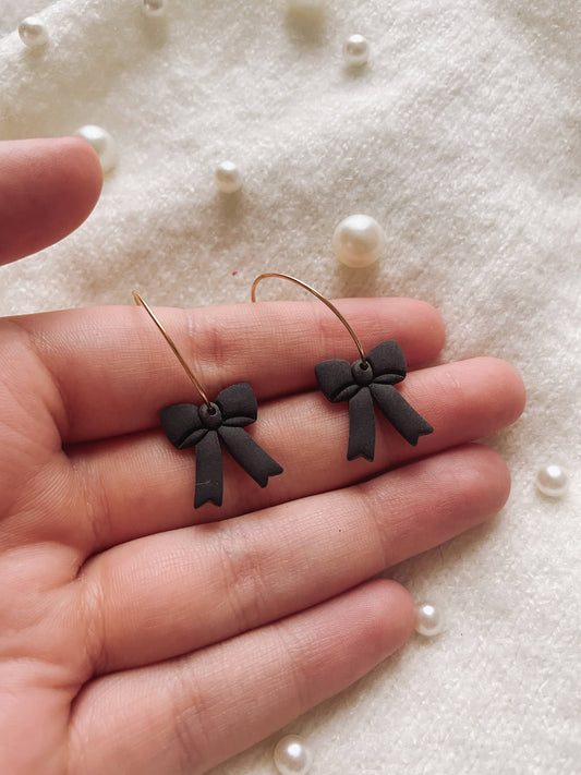 Placed by Grace - Black Bow Hoop Earrings