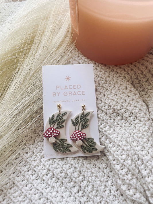 Placed by Grace - Mushroom Moon Earrings