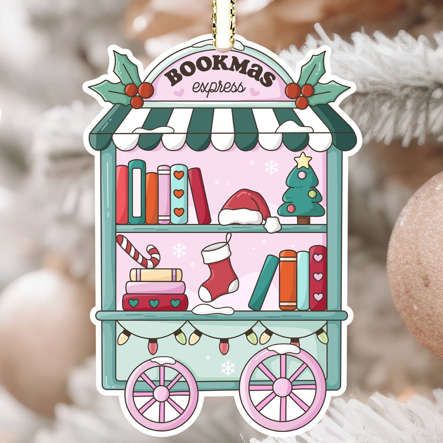Bookish Christmas Ornament, Bookmas Express, Book Merch