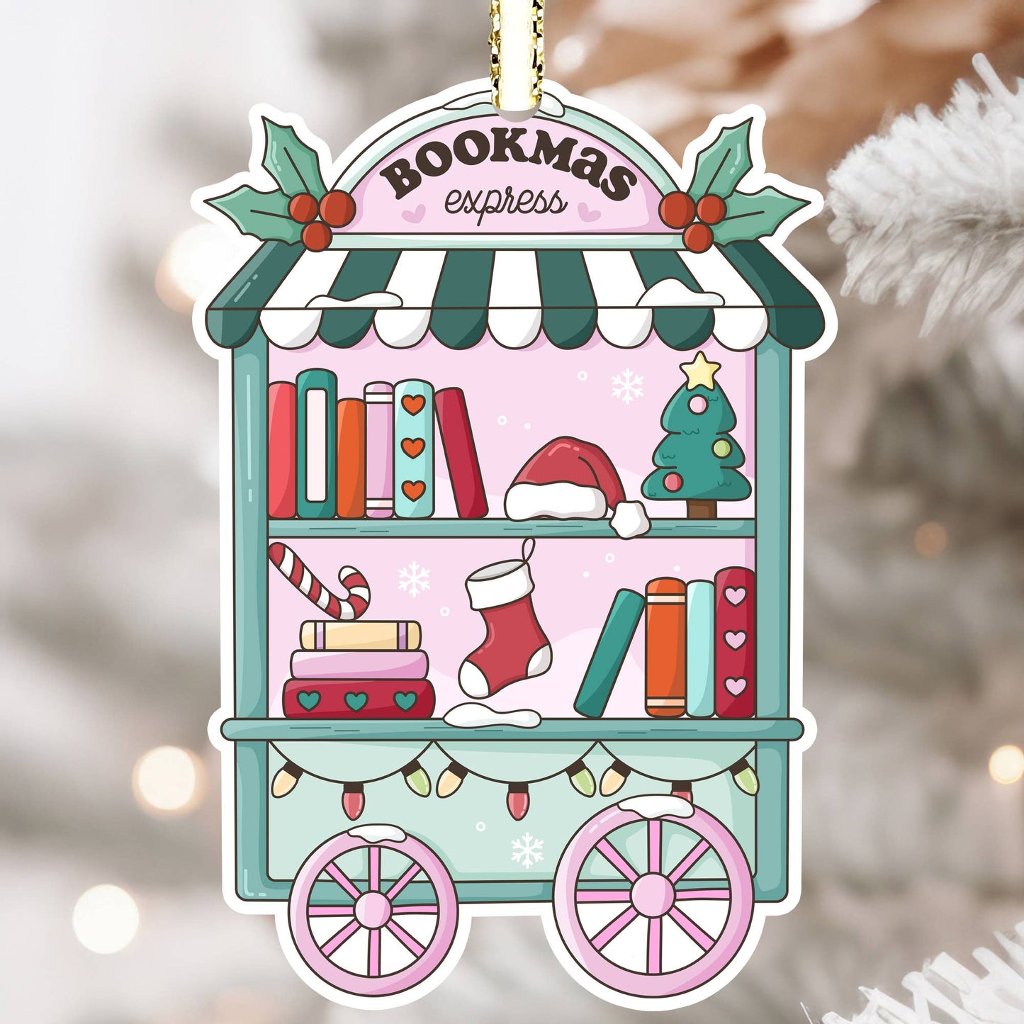 Bookish Christmas Ornament, Bookmas Express, Book Merch