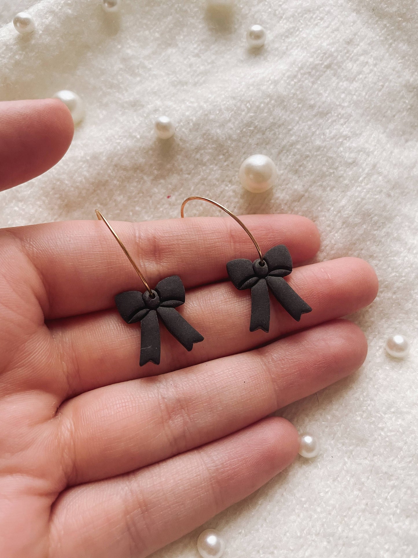 Placed by Grace - Black Bow Hoop Earrings