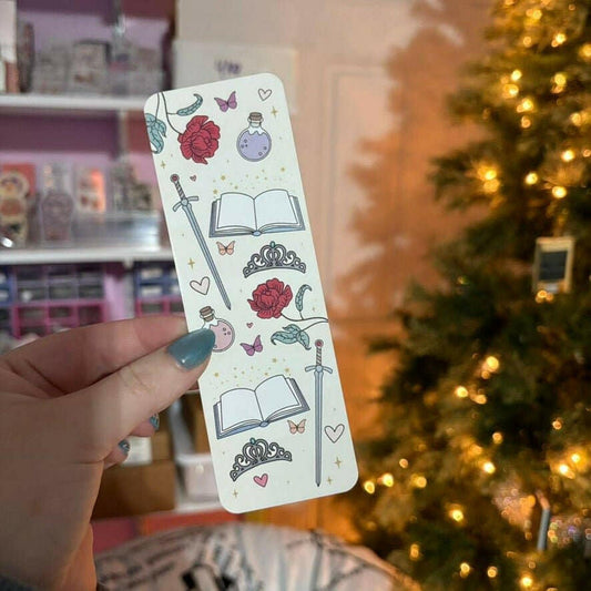 Awfullynerdy.co - Romantasy Symbols Dual-Sided Cardstock Bookmark - The Secret Garden Bookery
